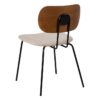 609588 Silla diseño vintage metal negro, respaldo madera y asiento tapizado crema
