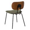 609589 Silla diseño vintage metal negro, respaldo madera y asiento tapizado verde