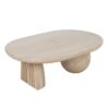 609719 Mesa de centro ovalada diseño moderno madera blanco con tallas