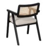 609988 Silla con reposabrazos diseño nórdico vintage madera negro y ratán con asiento tapizado