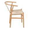 609990 Silla diseño vintage inspiración Hans Wegner madera natural y cuerda