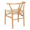 609990 Silla diseño vintage inspiración Hans Wegner madera natural y cuerda