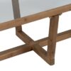 610085 Mesa de centro rectangular diseño rústico moderno 120 madera patas cruzadas y cristal