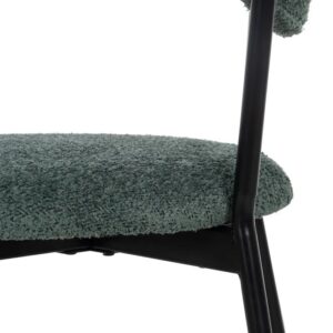 610221 Silla de diseño moderno metal negro y tapizado verde