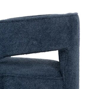 610225 Sillón con reposabrazos diseño vintage formas curvas tapizado azul