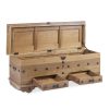719500 Baúl diseño rústico oriental madera de teka acabado natural con detalles metálicos