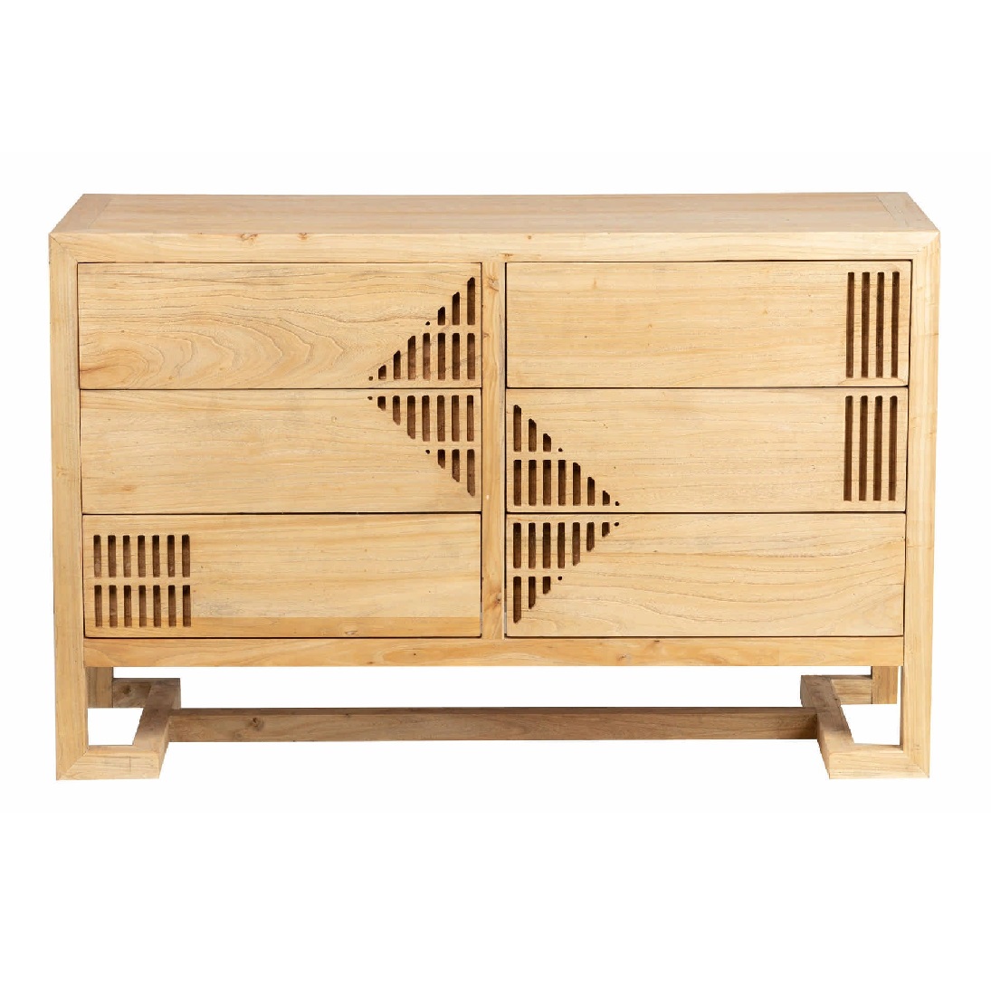 A248 Cómoda 8 cajones de diseño rústico oriental 180 madera acabado natural
