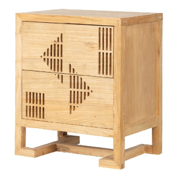901032 Mesa de noche diseño rústico oriental HAT YAI madera reciclada natural