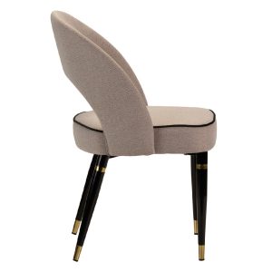 902060 Silla de diseño vintage Art Decó HOUSTON tapizado gris espiga y patas negro con dorado