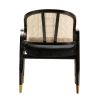 908066 Sillón butaca diseño vintage Art Decó madera negro con ratán natural y asiento tapizado