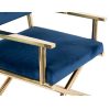 930029 Butaca con reposabrazos diseño vintage Art Decó acero dorado y tapizado terciopelo azul