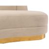 930044 Sofá de gran tamaño diseño vintage Art Decó terciopelo beige y base acero dorado
