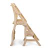 930220-PAT Silla diseño rústico ESCALERA madera acabado natural con pátina blanca