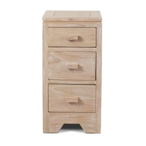 931012-PAT Mesita de noche diseño nórdico madera natural pátina blanco