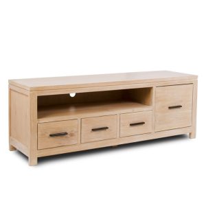931090-PAT mueble de televisión diseño nórdico madera natural pátina blanco