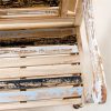 933050 Banco de diseño rústico vintage madera acabado desgastado