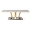 937009 Mesa de centro diseño Art Decó NORILSK mármol artificial gris y acero inoxidable dorado y plata