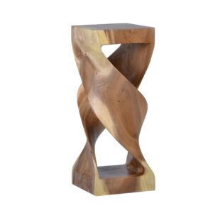 9470105 Mesa auxiliar cuadrada de diseño rústico 30 tronco madera de suar formas curvas
