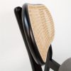 950544-NEG Silla diseño vintage ELSA madera negro, respaldo ratán y asiento tela gris