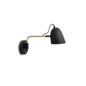 MB2257-BK Aplique lámpara de pared diseño vintage Art Decó metal negro con dorado