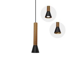 MD2452-BK Lámpara de techo diseño nórdico moderno madera de fresno con metal negro y dorado