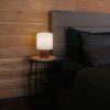 MT2422-NAT Lámpara de sobremesa diseño nórdico madera de fresno y pantalla tela blanco