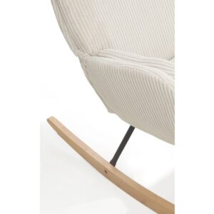 10777 Sillón mecedora diseño vintage tapizado pana blanco y patas metal con madera