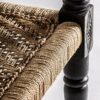 33395 Sillón diseño rústico vintage BACKLYN madera negro y cuerda natural