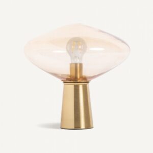 33411 Lámpara de sobremesa diseño vintage Art Decó MEL hierro color oro y cristal