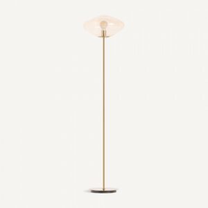 33412 Lámpara de pie diseño vintage Art Decó MEL 150 hierro color oro y cristal
