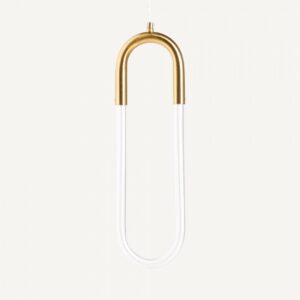 33416 Lámpara de techo ovalada diseño Art Decó MAELA hierro dorado y cristal