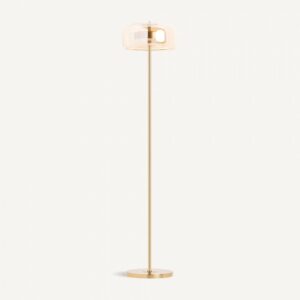 33429 Lámpara de pie diseño vintage Art Decó LESLIA 149 hierro, cristal y acrílico color oro