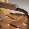 33564 Sillón butaca diseño vintage TARLAND acero y piel trenzada marrón con reposabrazos de madera