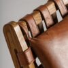 33565 Sillón butaca diseño vintage ALFORD madera de fresno y piel trenzada marrón