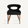33594 Silla de diseño moderno CRISSEY madera de fresno y tapizado negro respaldo curvado