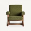33596 Sillón butaca diseño rústico moderno CREUSOT madera pino reciclado y tapizado verde