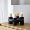 34JE23833 Candelabro diseño moderno 36 aluminio color negro con soporte para 4 velas