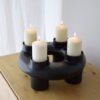 34JE23833 Candelabro diseño moderno 36 aluminio color negro con soporte para 4 velas