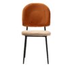 703104 Silla diseño vintage metal negro y tapizado terciopelo naranja y marrón