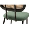 703122 Silla diseño vintage metal y madera negro con asiento tapizado verde y respaldo rejilla