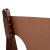 940186 Silla de diseño vintage madera de teka y cuero marrón asiento trenzado