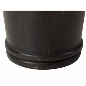 940206 Mesa auxiliar redonda diseño rústico 35 madera de suar acabado negro y natural tallas concéntricas