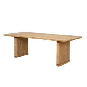 BALI Mesa de comedor gran tamaño diseño rústico moderno 240 madera y patas ratán