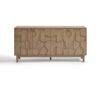 INDOME-NAT Aparador diseño moderno 162 madera natural 4 puertas con relieves geométricos