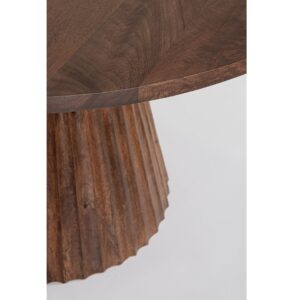 ORISSA NAT Mesa de comedor redonda diseño vintage 120 madera de mango base cónica tallada