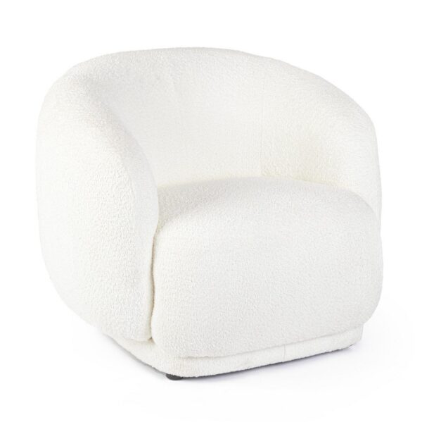 TECLA Sillón diseño moderno tapizado blanco efecto bouclé