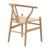 10870 Silla diseño vintage inspiración Hans Wegner madera de haya y asiento de cuerda