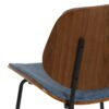 609456 Silla diseño vintage metal negro con respaldo y asiento en madera tapizada azul