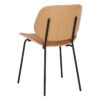 609457 Silla diseño vintage metal negro con respaldo y asiento en madera tapizada naranja