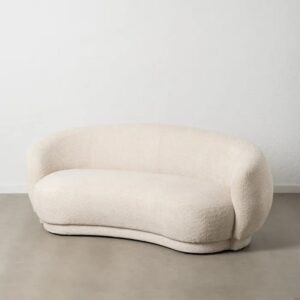 610229 Sofá de gran tamaño diseño moderno vintage 191 formas redondeadas tapizado beige con textura